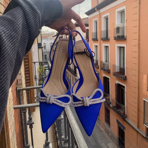Zara Shoes - Zara Blue Bow Heels